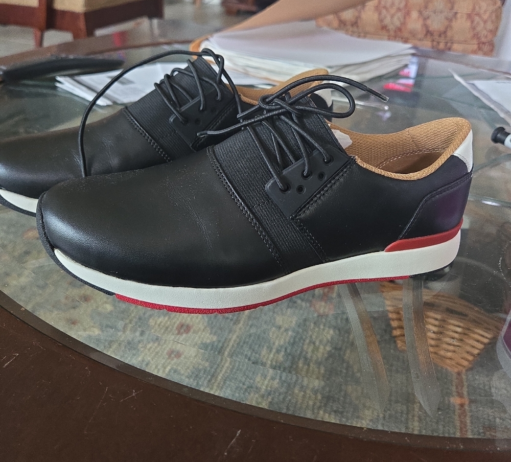 Vionic Black and Red Lace-Up Sneakers